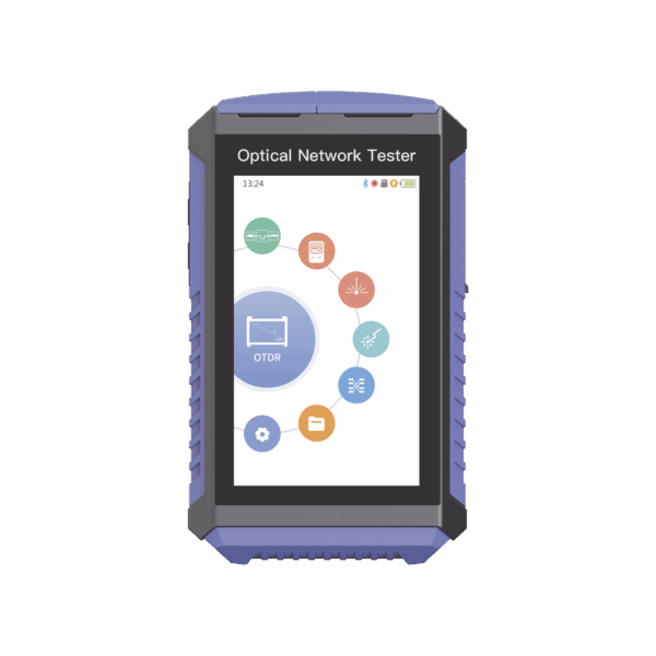 Mini OTDR Touch para pruebas en enlaces fibra Óptica Activos (Prueba de Fibra Viva) /  Longitud de Onda en 1625nm / Integra Función OPM / Integra Función VFL 5mW / Mapeo de Cables RJ45 / Recargable / Distancia de prueba hasta 100 km