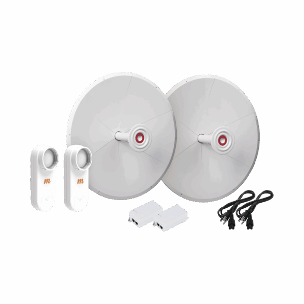 Kit de 2 radios C5X con antenas TXPD30C5X (30 dBi), rango de frecuencia extendida (4.9 a 6.4 GHz), incluye inyector POE y cable de alimentación