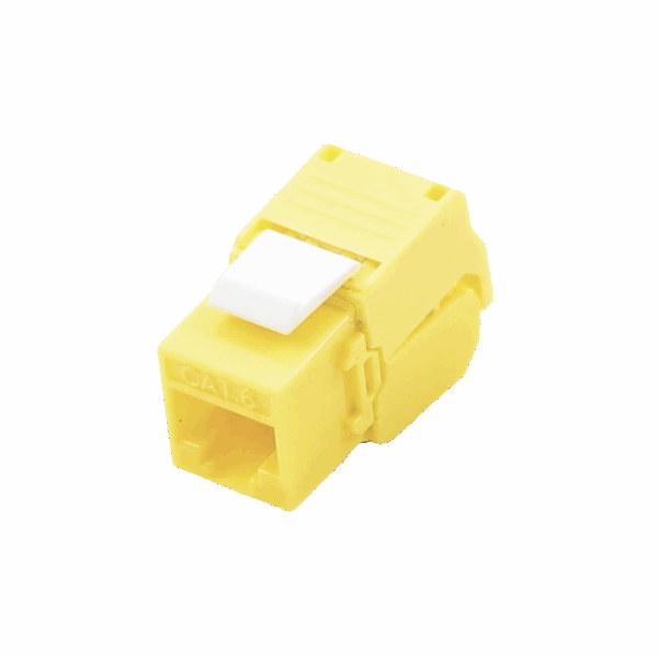 Módulo Jack Keystone Cat6 (toolless), con terminación en ángulo 180 º Color Amarillo, Compatible con Faceplate y Patchpanel Linkedpro