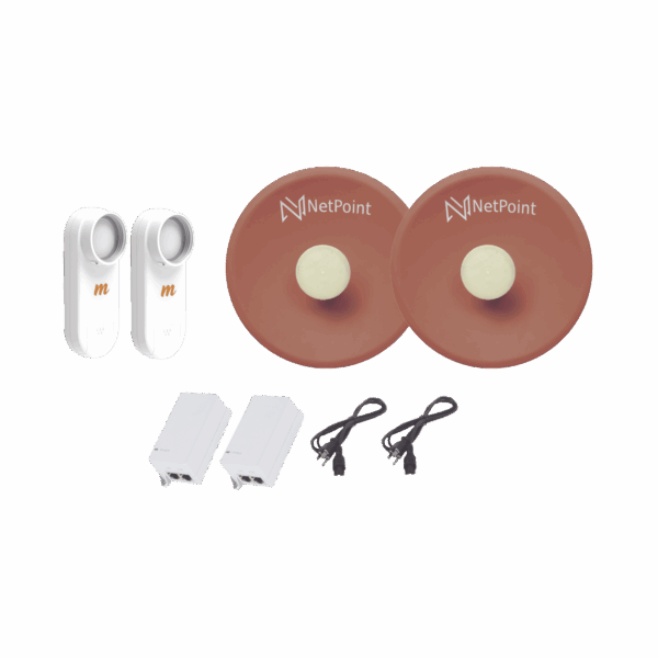 Kit de 2 radios C5X con antenas NPPROS2PACK (27 dBi), rango de frecuencia extendida (4.9 a 6.4 GHz), incluye inyector POE  y cable de alimentación
