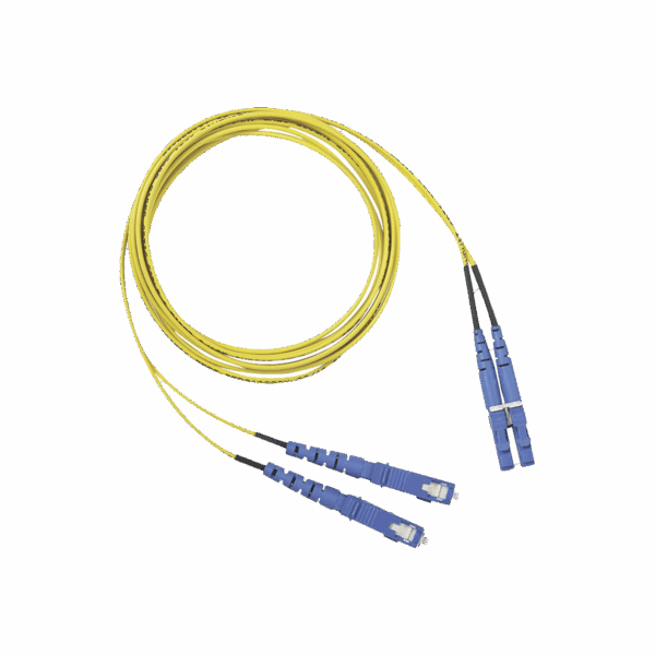 Jumper de Fibra Optica Monomodo 9/125 OS2, LC-SC Duplex, OFNR (Riser), Color Amarillo, 2 Metros