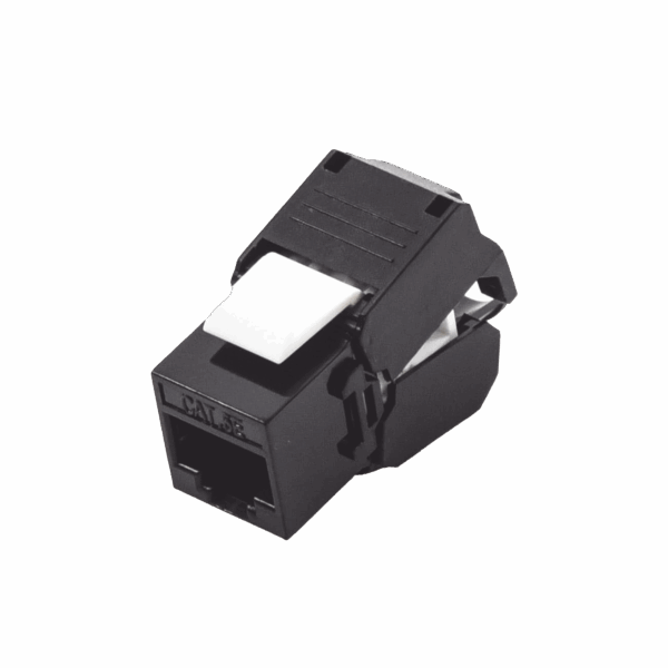 Módulo Jack Keystone Cat5e (toolless), con terminación en ángulo 180 º Color Negro, Compatible con Faceplate y Patchpanel Linkedpro