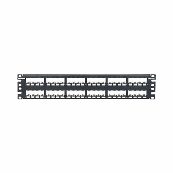 Panel de Parcheo Modular Mini-Com (Sin Conectores), Plano, Totalmente Blindado, de 48 puertos, 2UR