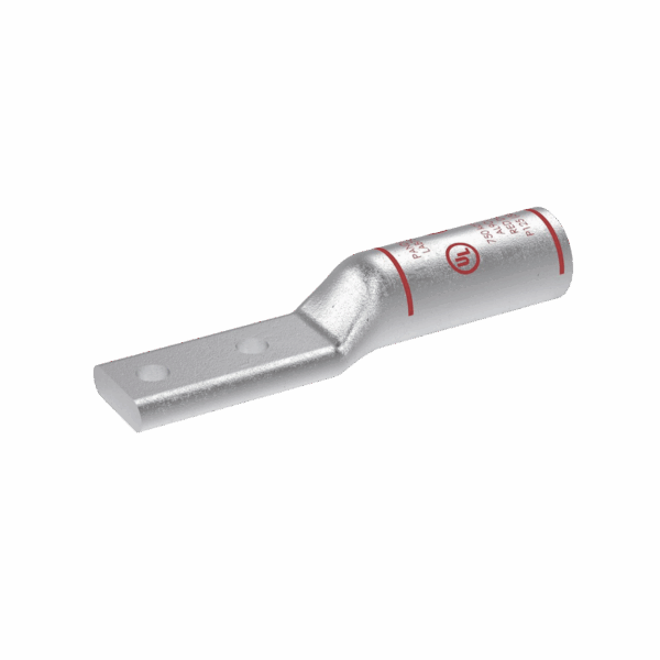 Terminal Conector de Compresión Bimetálica Pan-Lug™ 750 KCMIL, Aluminio Base con Recubrimiento Estañado, y dos Orificios de 1/2". Tambor con Compuesto que Inhibe el Óxido