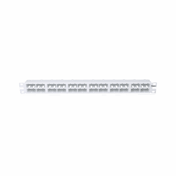 Panel de Parcheo Modular Mini-Com (Sin Conectores), Plano, Sin Blindaje, Alta Densidad, de 48 puertos, Color Blanco, 1 UR