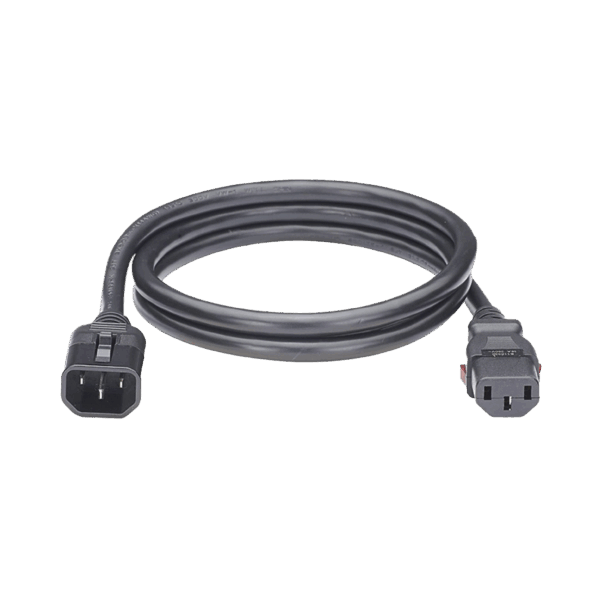 Cable de Alimentación Eléctrica Con Bloqueo de Seguridad, de IEC C14 a IEC C13, 1.2 Metros de Largo, Color Negro, Paquete de 10 Piezas