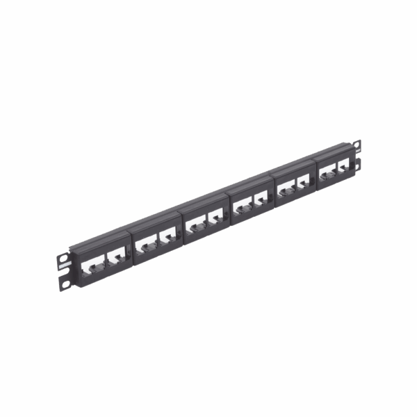 Panel de Parcheo Modular Mini-Com (Sin Conectores), Plano, Sin Blindaje, de 24 puertos, 1UR