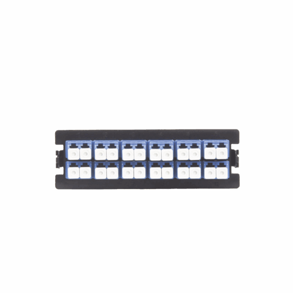 Placa acopladora para Distribuidor de Fibra Óptica LP-ODF-8024, incluye 12 acopladores LC Duplex Para fibra Monomodo