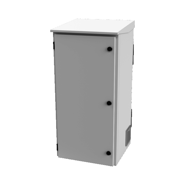 Gabinete de Exterior con Rack de 19" de 24U con Ventiladores y Termostato, Se envía el Gabinete Armado (Montaje a poste o torre se vende por separado).