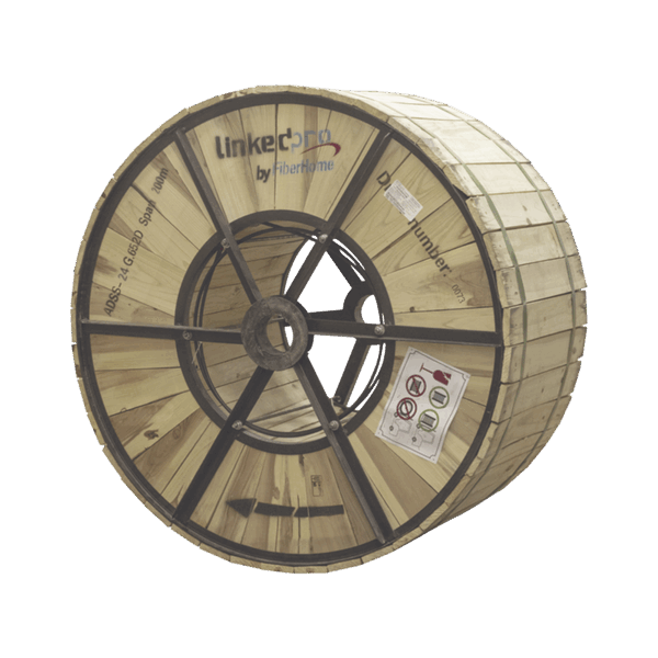 Carrete de 4 km de Fibra Óptica Aérea (ADSS) G.652D, Monomodo de 24 Hilos, Exterior, Span 200, Loose Tube
