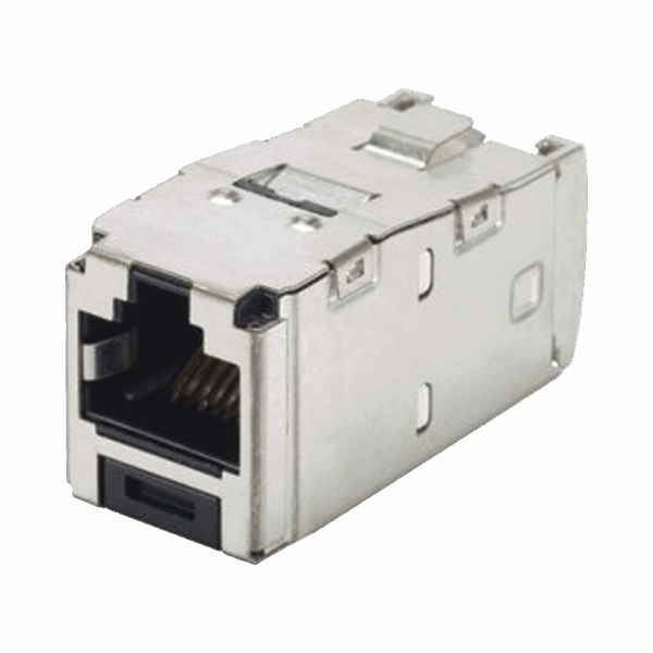 Conector Jack RJ45 Blindado, Estilo TG, Mini-Com, Categoría 6A, de 8 posiciones y 8 cables, Color Negro
