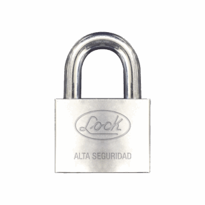Candado de hierro alta seguridad con llave de disco/ Acabado Cromado/ Llaves Abloy/ Medida de Horquilla 50 mm.