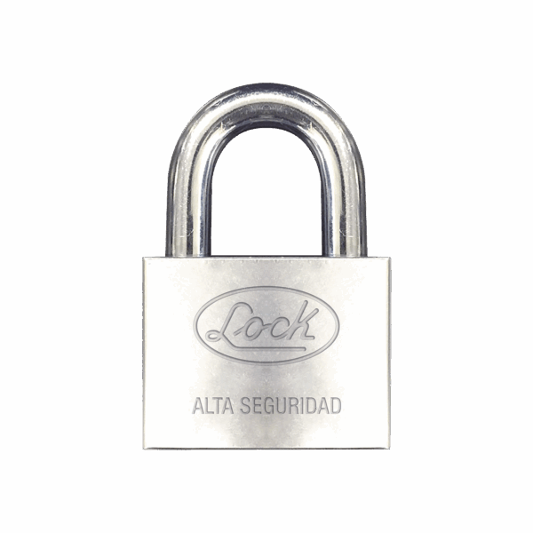 Candado de hierro alta seguridad con llave de disco/ Acabado Cromado/ Llaves Abloy/ Medida de Horquilla 50 mm.