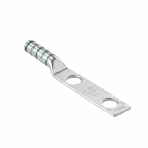 Conector de Compresión de Cobre con 2 Orificios 3/8″ para Cable 2 AWG,  1″ de espacio entre Orificios. Paquete de 25 Piezas