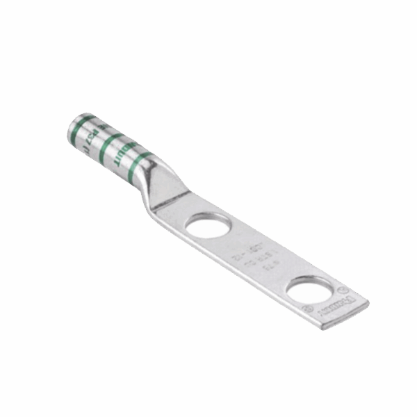 Conector de Compresión de Cobre con 2 Orificios 3/8" para Cable 2 AWG,  1" de espacio entre Orificios. Paquete de 25 Piezas