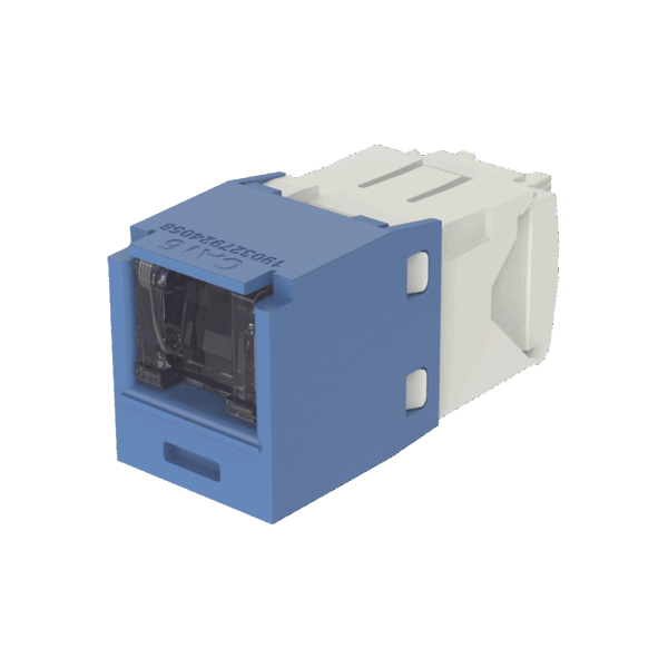 Conector Jack RJ45 Estilo TG con Ventana, Mini-Com, Categoría 6, de 8 posiciones y 8 cables, Color Azul