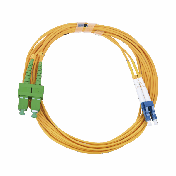 Jumper de Fibra Óptica Monomodo 9/125 LC/UPC-SC/APC, PVC, 2.0 mm, Dúplex, amarillo, 3 metros
