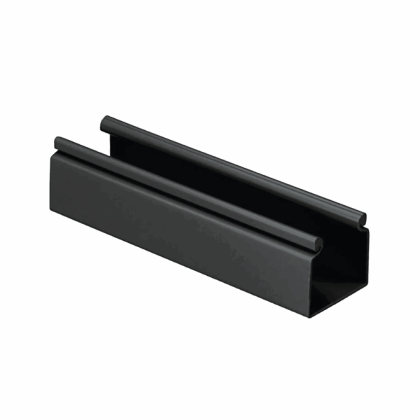 Canaleta FiberRunner™ 2X2 sin Tapa, de PVC Rígido, Sin Orificios de Montaje, Color Negro, 1.8 m de Largo