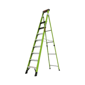 Escalera de 3.05 m Capacidad máxima de 170 Kg, inclinada, de fibra de vidrio con almohadilla de pared giratoria.