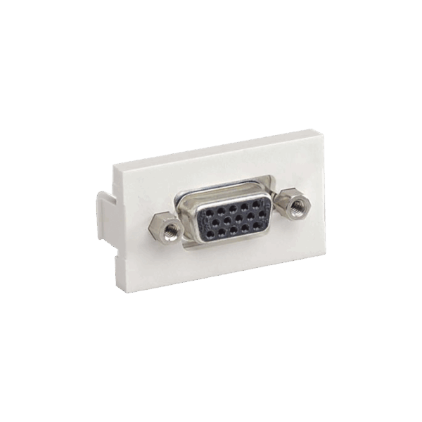 Inserto Plano de 1/3, Con Acoplador VGA Hembra-Hembra de 15 Pines, Color Blanco Mate