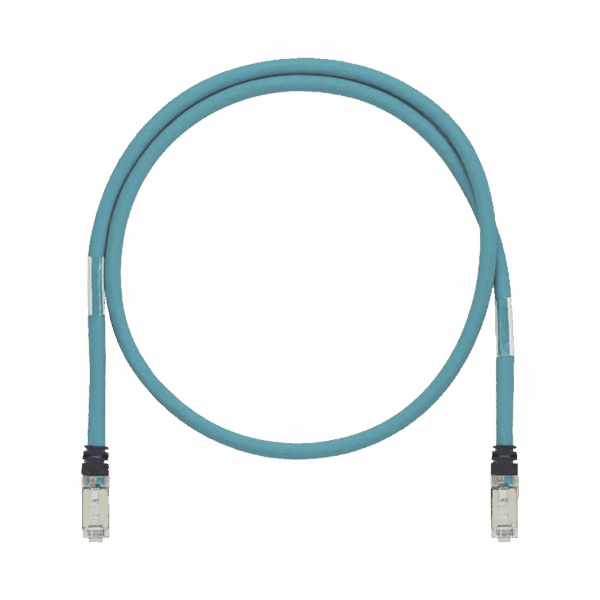 Patch Cord Cat6A de Grado Industrial 600V, Blindado SF/UTP, Calibre 26 AWG, Color Aqua, 60 cm.