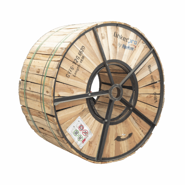 Carrete de 4 km de Fibra Óptica para Exterior G.652D, Armada, Monomodo de 12 Hilos, Loose Tube, Color Negro, Para Instalación en Ducto Subterráneo o Enterrado Directo