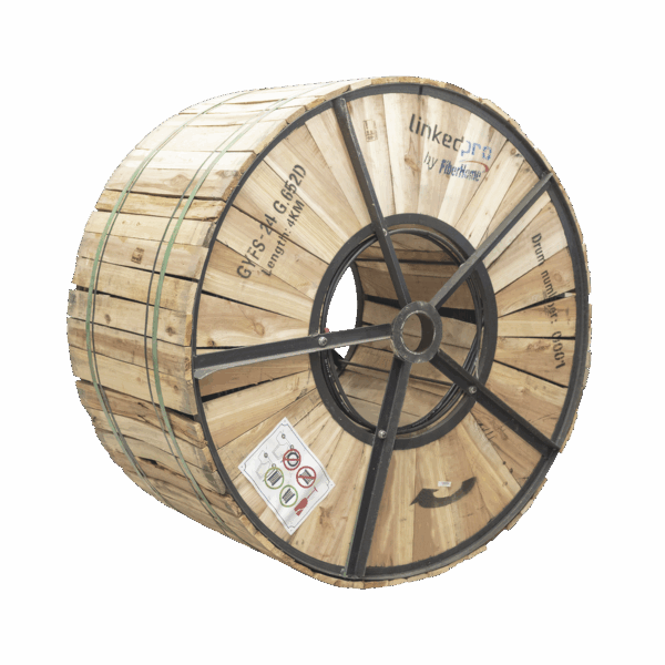 Carrete de 4 km de Fibra Óptica para Exterior G.652D, Armada, Monomodo de 24 Hilos, Loose Tube, Color Negro, Para Instalación en Ducto Subterráneo o Enterrado Directo