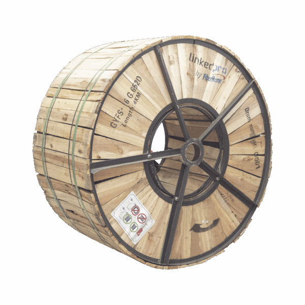 Carrete de 4 km de Fibra Óptica para Exterior G.652D, Armada, Monomodo de 6 Hilos, Loose Tube, Color Negro, Para Instalación en Ducto Subterráneo o Enterrado Directo