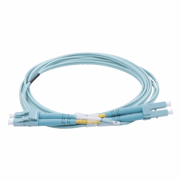 Jumper de Fibra Óptica Multimodo OM4 50/125 LC-LC OFNR (Riser), 2.0 mm, Dúplex, Aqua, 2 metros