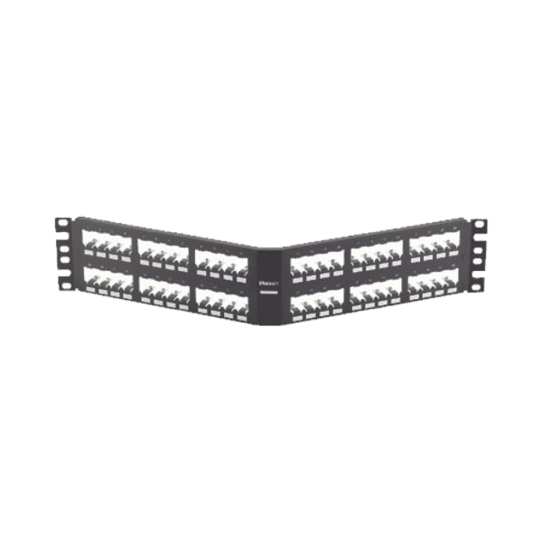 Panel de Parcheo Modular Mini-Com (Sin Conectores), Angulado, Totalmente Blindado, de 48 puertos, 2UR
