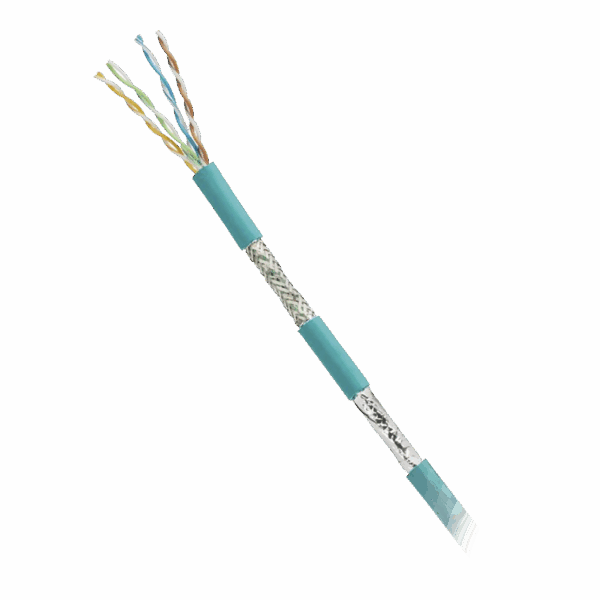 Bobina de Cable Blindado SF/UTP Categoría 5e de 4 pares, Uso Industrial con Resistencia al Aceite y Rayos UV, Multifilar 24/7 (Flexible), Color Azul Cerceta, Bobina de 305m
