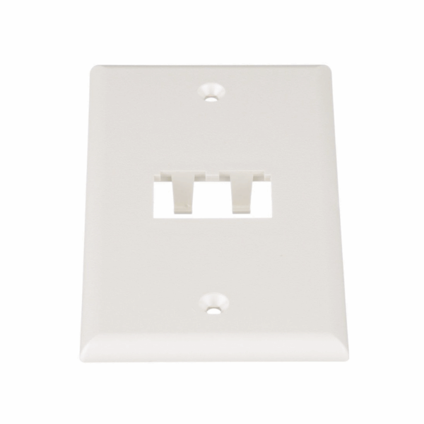 Placa de Pared Vertical Clásica, Salida Para 2 Puertos Mini-Com, Color Blanco Mate