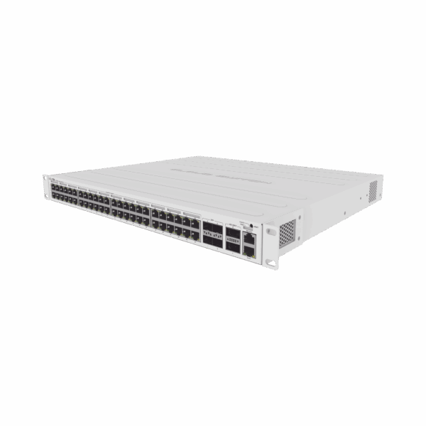 Cloud Router Switch 48 puertos PoE 802.3af/at Gigabit, 4 puertos SFP+ 10G, 2 puertos QSFP+ 40G, Montaje en Rack
