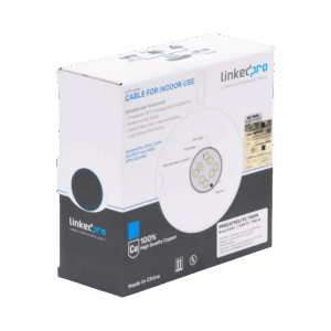 Bobina de cable de 100m, Cat5e, 24 AWG, color Gris, UL, para aplicaciones en videovigilancia, redes de datos. Uso Interior