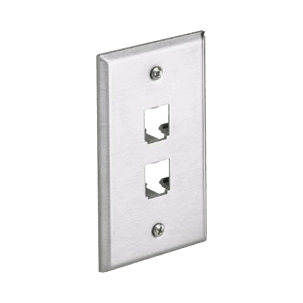 Placa de Pared Vertical, de Acero Inoxidable, Salida Para 2 Puertos Mini-Com