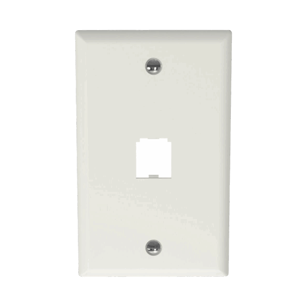 Placa de Pared Vertical Clásica, Salida Para 1 Puerto Mini-Com, Color Blanco Mate