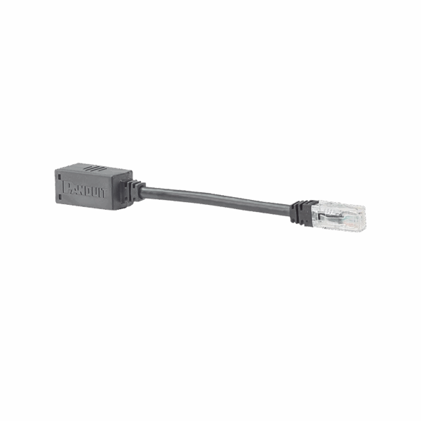 Adaptador Para Desconexión Accidental Segura, Jack a Plug Categoría 6A, UTP, CM, 20.3 cm de Longitud, Color Negro