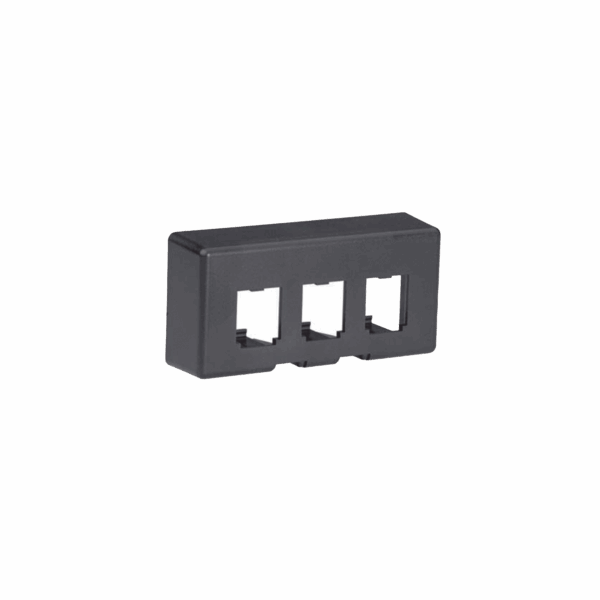 Placa de Mobiliario Modular Estándar, Salidas Para 3 Puertos Mini-Com, Color Negro