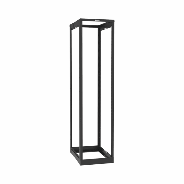 Rack de Cuatro Postes Estándar de 19", Rieles Roscados #12-24, Profundidad Ajustable de 23 a 42 in, 45 Unidades de Rack, Color Negro