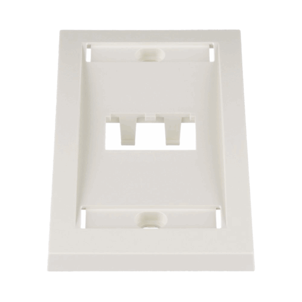 Placa de Pared Vertical Ejecutiva, Salida Para 2 Puertos Mini-Com, Con Espacios Para Etiquetas, Color Blanco Mate
