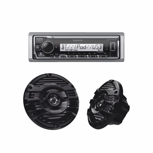 Kit de estéreo con Bluetooth KMR-M332BT | más Par de bocinas KFC-1653MRB