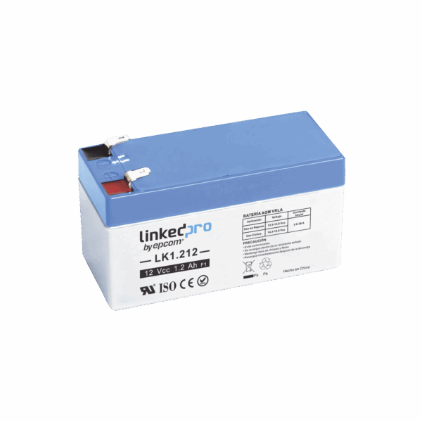 Batería 12 V / 1.2 Ah / UL / 5 Años vida útil promedio / Para uso en equipo electrónico /Alarmas de Intrusión / Incendio/ Control de acceso / Video Vigilancia / Terminales F1  ( Incluye adaptador F2 )