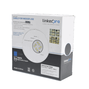 Cable Cat5e de alto rendimiento, con certificaciones ETL, UL, color gris, de 100 m ( 328 ft ) para aplicaciones en CCTV, redes de datos. Uso interior.