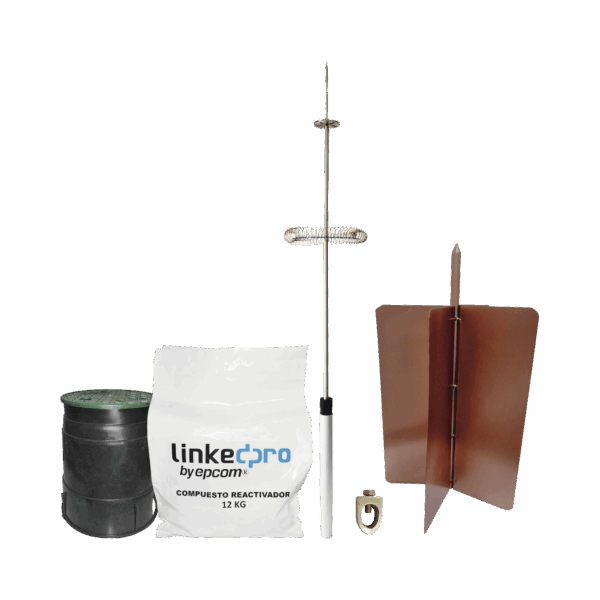 Kit pararrayo LinkedPro básico. Ideal para la protección de mástiles y postes.