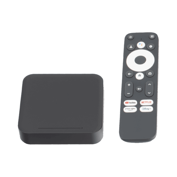 STB 4K Android con Google TV / Alto Rendimiento / Conexión Wi-Fi y por Cable / Control Remoto Bluetooth / Salida HDMI