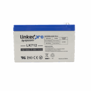 Batería 12 V / 7 Ah / UL / Tecnología AGM / Vida útil promedio 5 años / Uso en equipo electrónico, Alarmas de Intrusión / Incendio / Control de acceso / Video Vigilancia / Terminales F1 ( Incluye adaptador F2 )