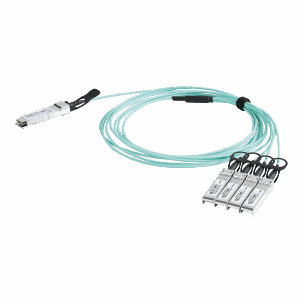 Cable AOC QSFP+ de 40 Gbps a 4x 10 Gbps / Cable de fibra óptica Activo / Longitud: 1 metro