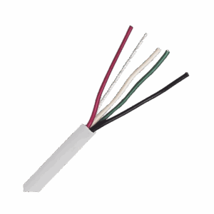 Bobina de Cable 305 Metros: 4 x 22 AWG, Color Blanco, CM, Para Sistemas de Seguridad y Alarmas