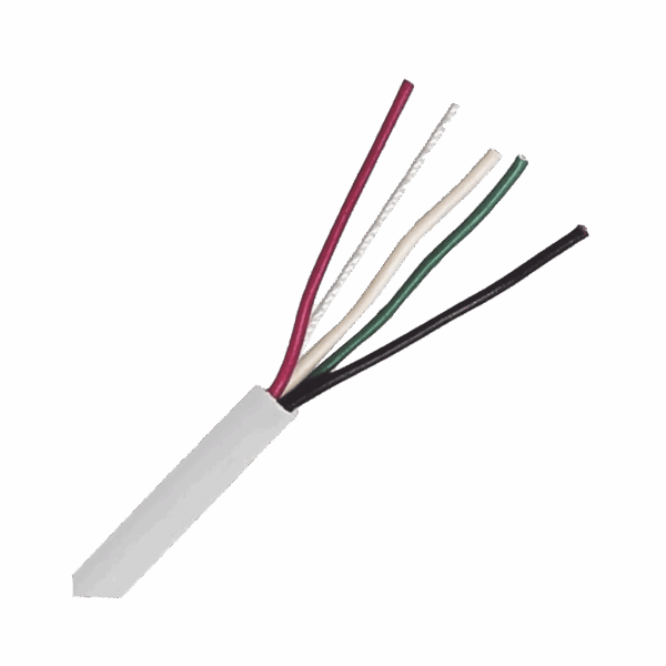 Bobina de Cable 305 Metros: 4 x 22 AWG, Color Blanco, CM, Para Sistemas de Seguridad y Alarmas