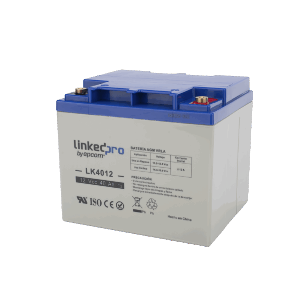 Batería 12 V / 40 Ah / UL / Tecnología AGM / Para uso en equipo electrónico, Alarmas de Intrusión / Incendio/ Control de acceso / Video Vigilancia / Terminales T2